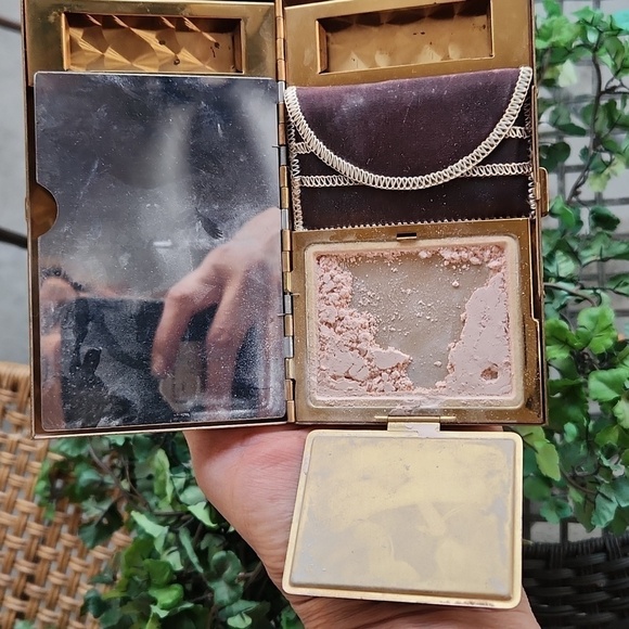 1950s Vintage CONFETTI Lucite COMPACT Carry Triple Vanity Case Clutch - Picture 14 of 16